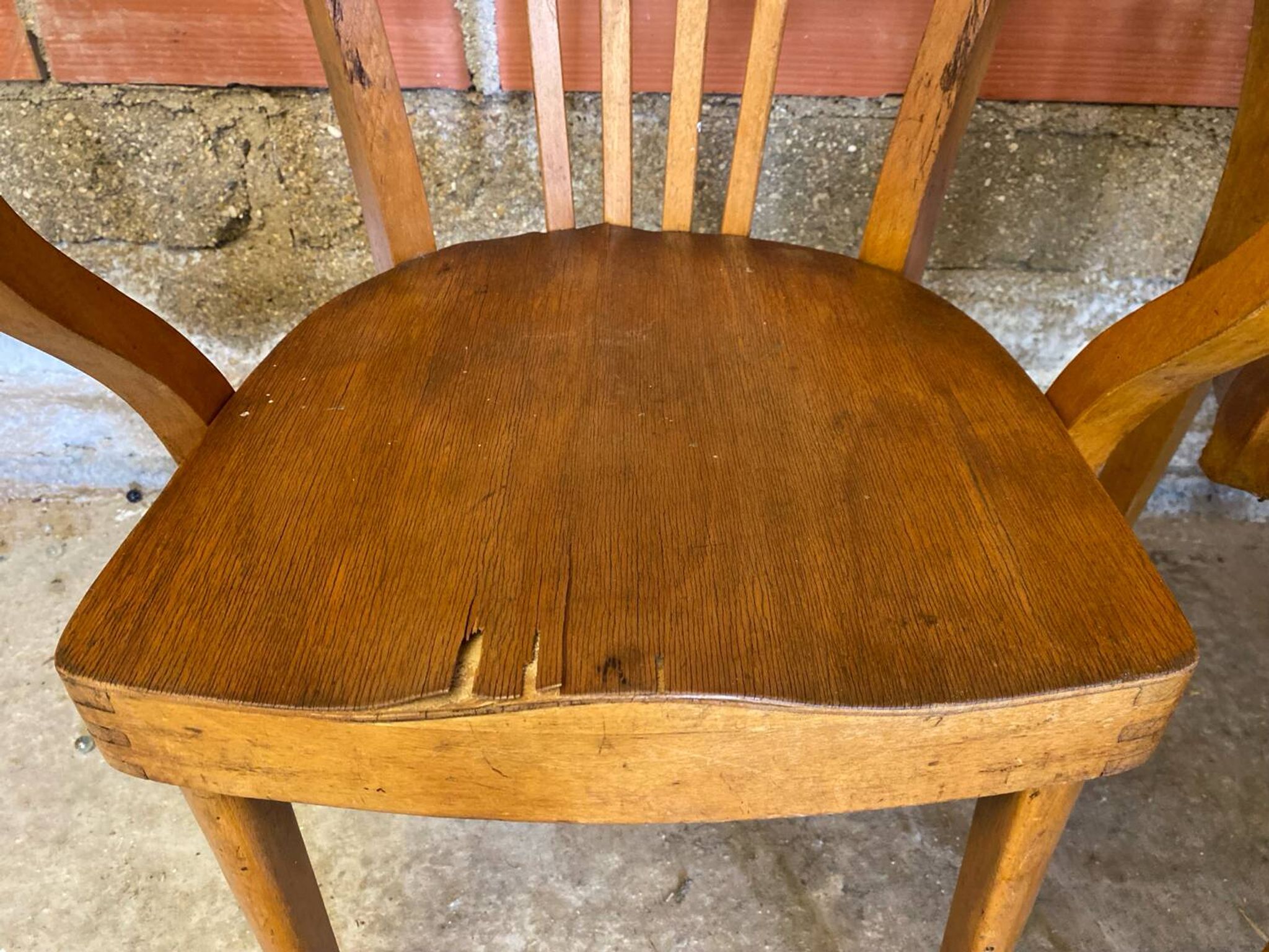 Pair of Antique FISHEL Vintage Wood Armchairs #C623