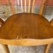Pair of Antique FISHEL Vintage Wood Armchairs #C623