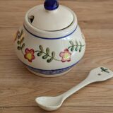 Ceramic jam pot with floral decoration