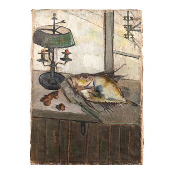 Nature-morte au poisson, Ginette Rapp (1928 - 1998)