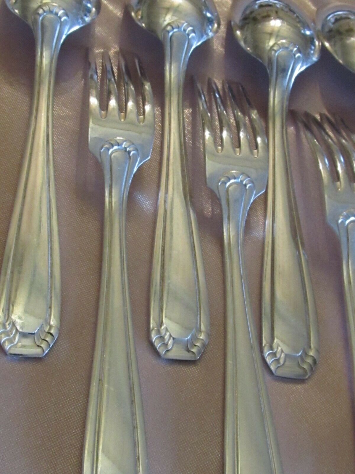 Silver covers 6 spoons 6 silver metal forks 21 cm Art Deco