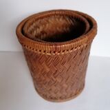 Duo of braided wicker pots