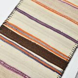2x11 Brown & Cream Vintage Kilim Runner Rug, 75x337Cm