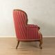 Biedermeier salon bench with raspberry red striped upholstery