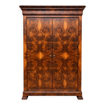 Louis-Philippe wardrobe in walnut burl and veneer.