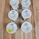 Set of 6 antique egg cups in porcelain from Paris + wooden stand