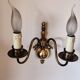 Pair of Dutch style 2-light brass wall lights