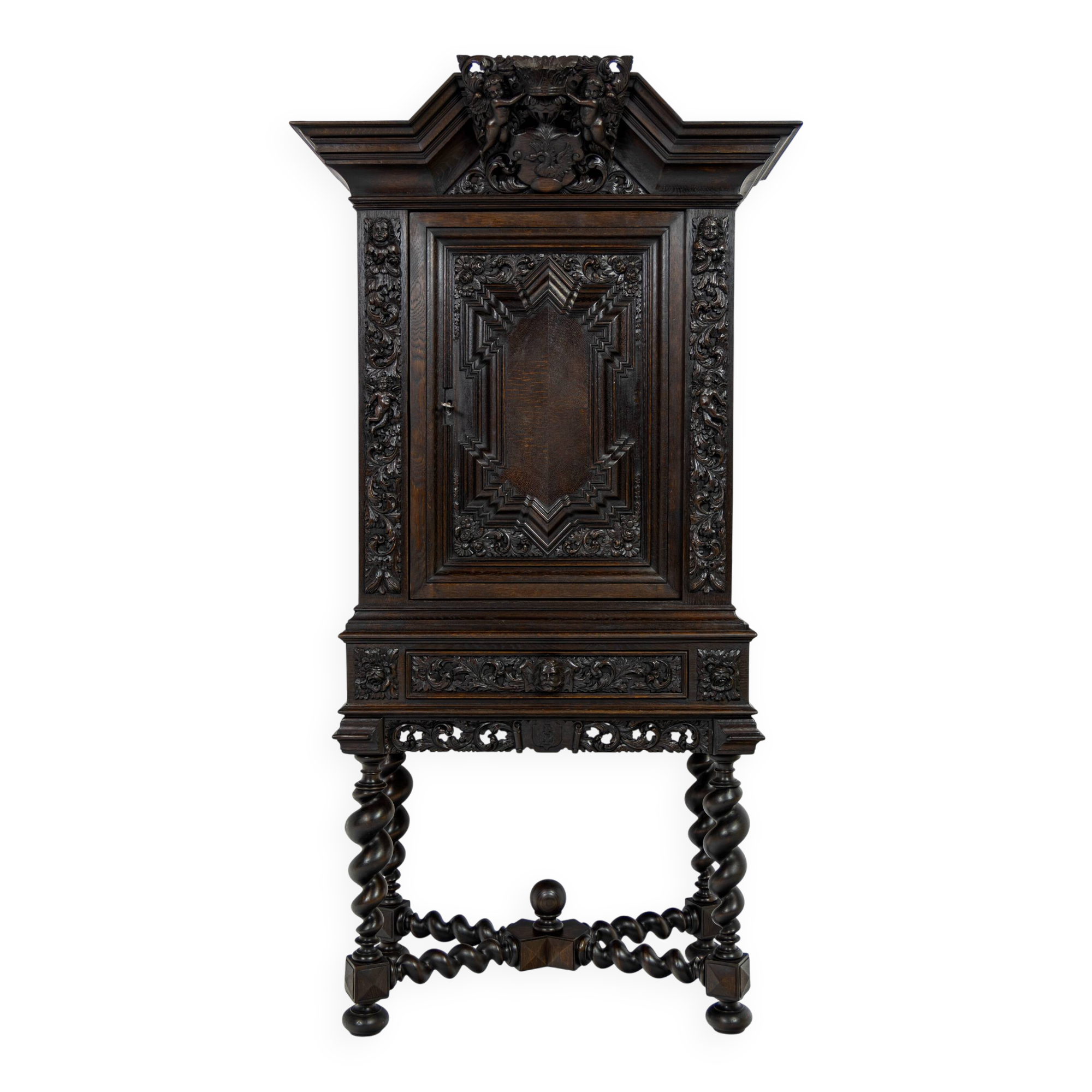 Neo-baroque cabinet from Gdansk in oak - around 1870-1880