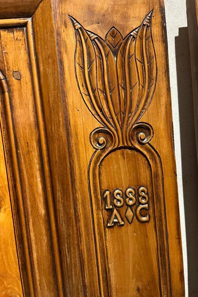 Pair of 19th-century walnut doors with walnut burl