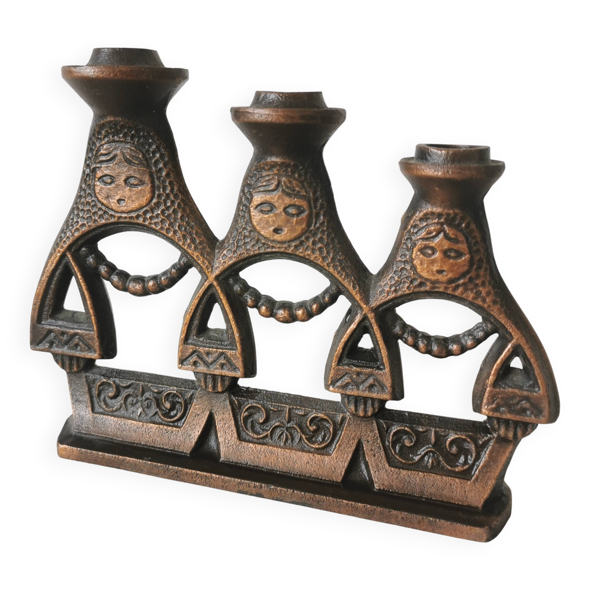 Vintage Russian Doll Candle Holder / 1960s Matryoshka Nesting 3 Candle Iron