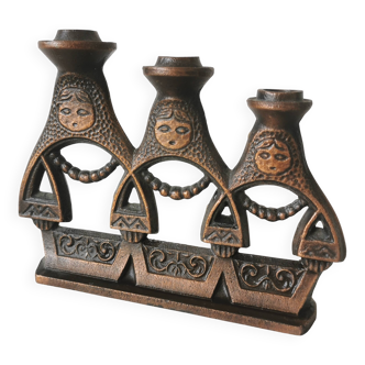 Vintage Russian Doll Candle Holder / 1960s Matryoshka Nesting 3 Candle Iron