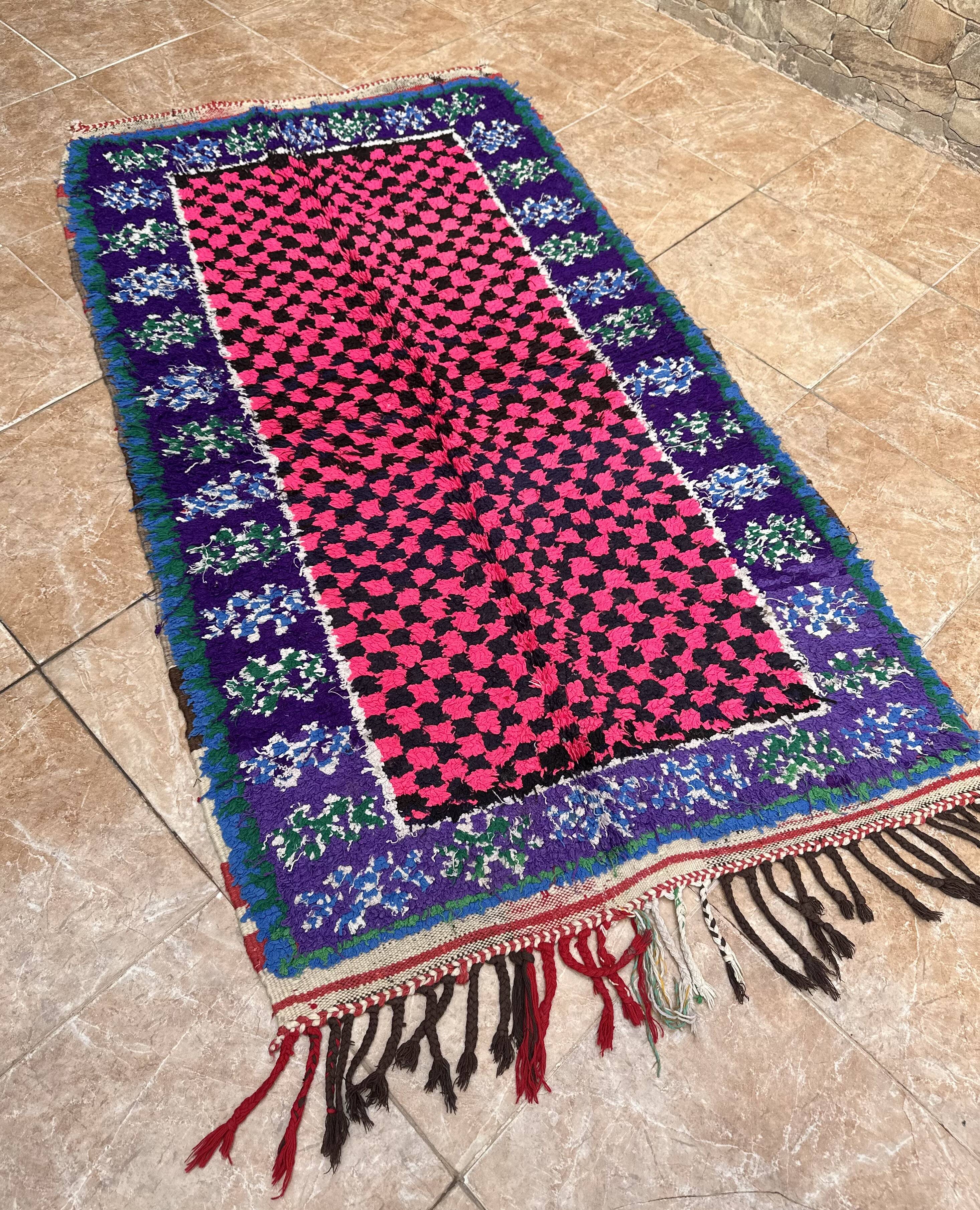 Vintage Moroccan Bouchaouit Rug: Berber Art Deco Rug, Handmade