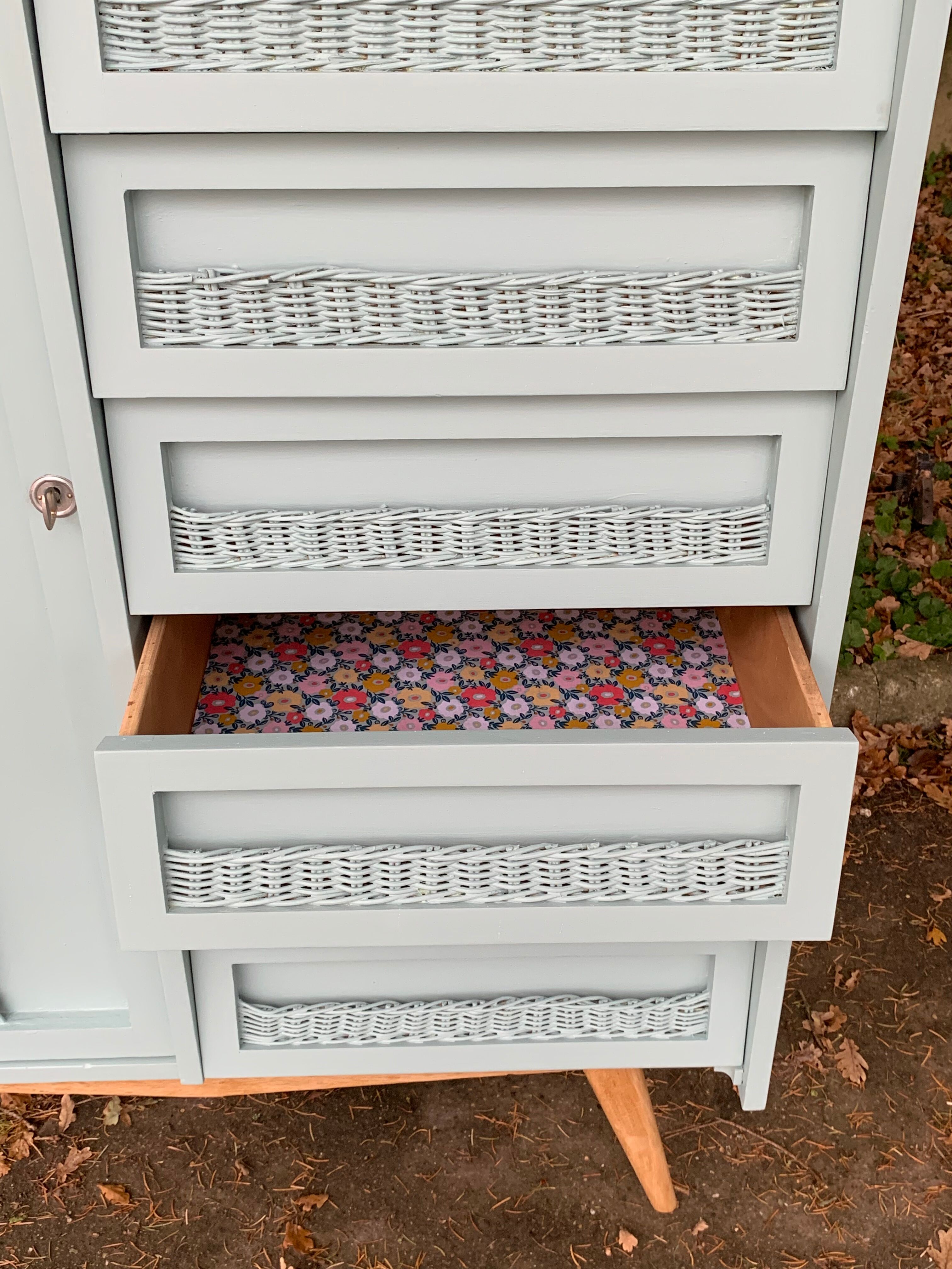 Wardrobe chest of drawers vintage compass feet 1950