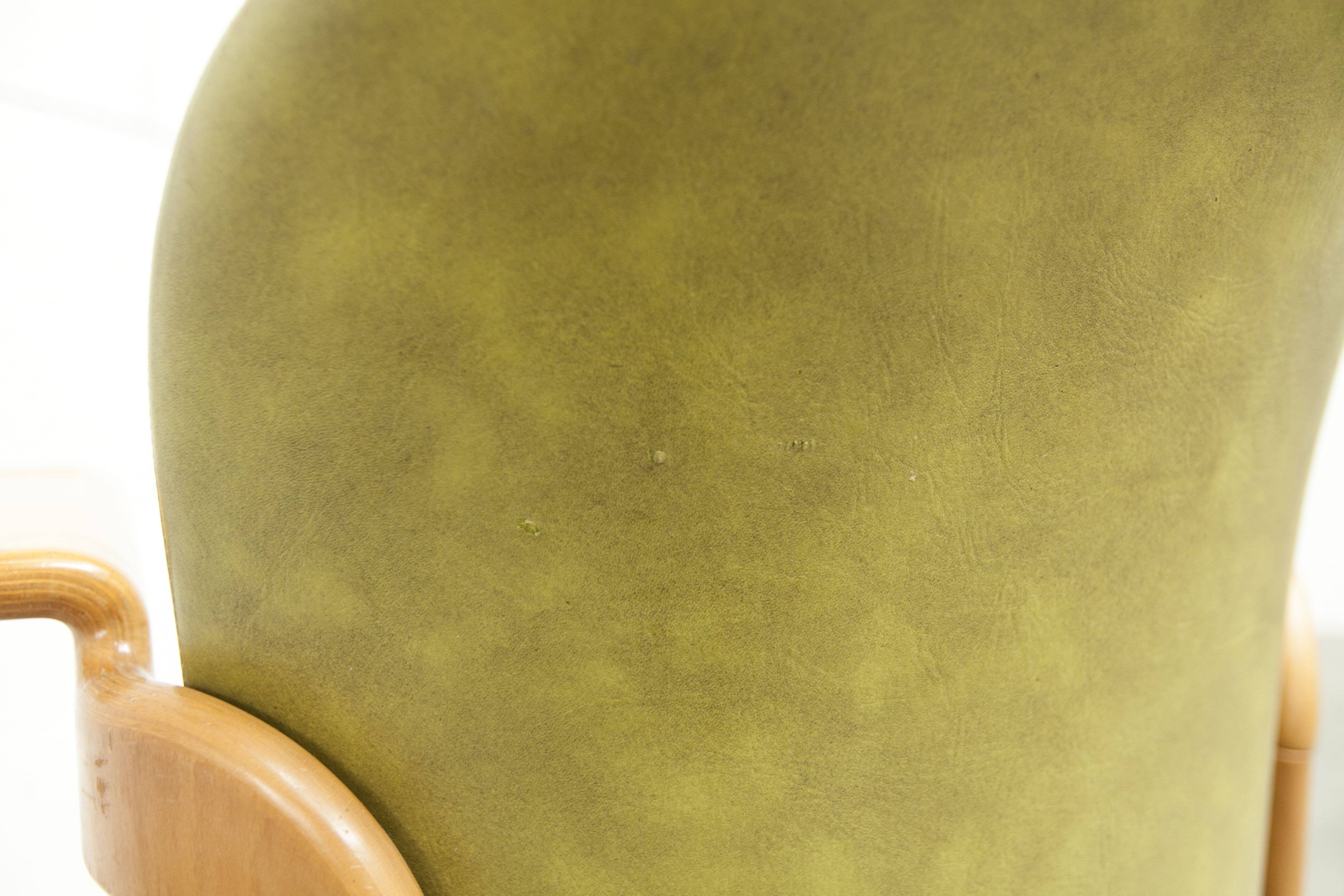 Bruno Rey solid beech bridge armchair for Dietiker 1960 green