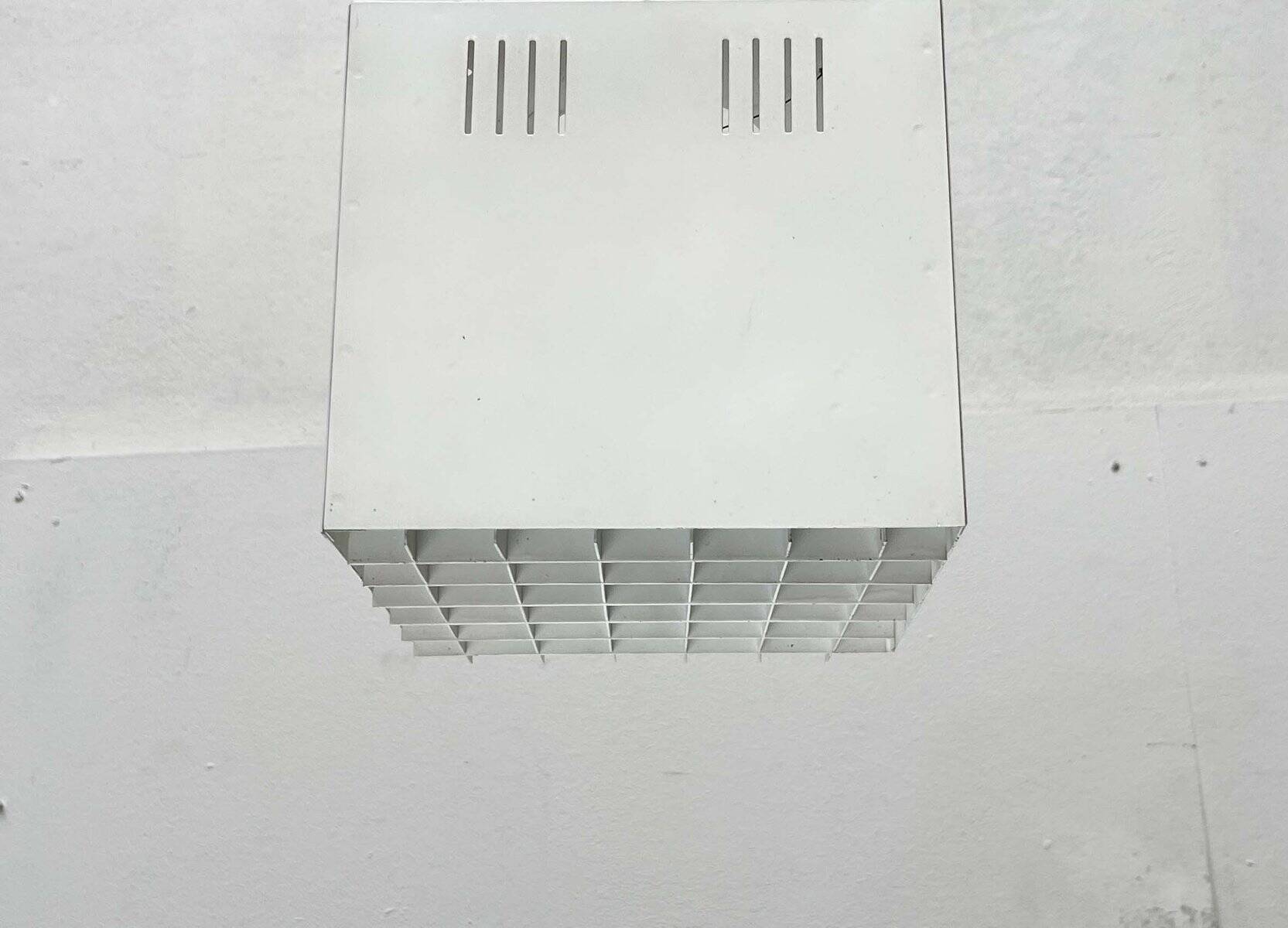 Modern minimalist cube ceiling light from the mid-century, Finland, 1960s.