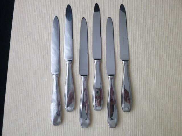Box of 6 vintage monocoque stainless steel table knives