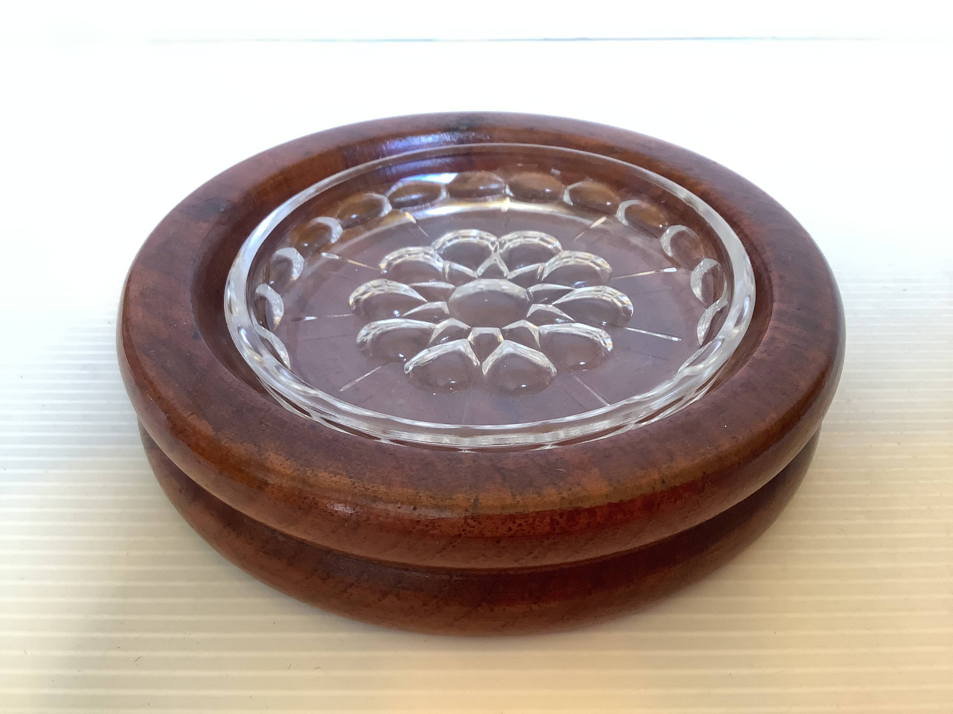 Cendrier en bois et verre amovible