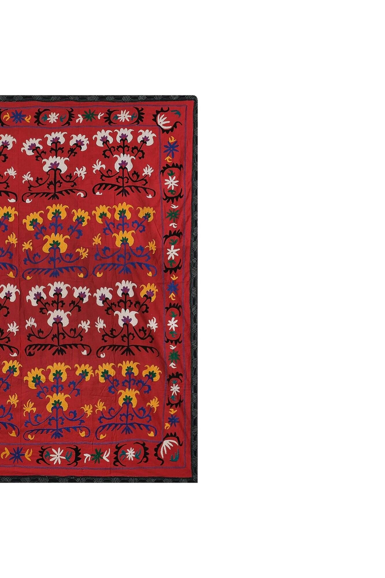Vintage hand-embroidered tribal tapestry 222x231 cm