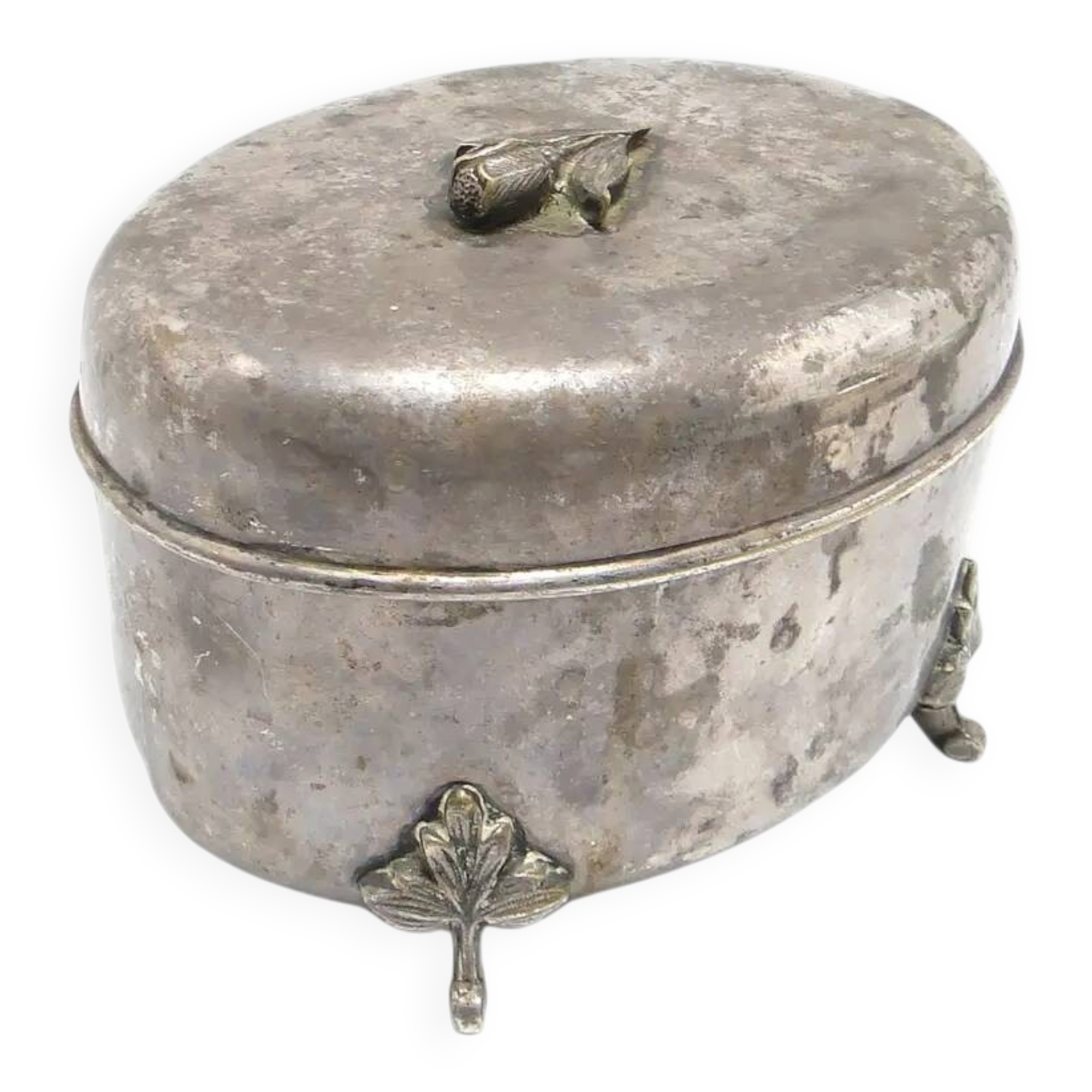 Art Deco sugar bowl, silver-plated brass, Fraget, Poland, 1920s.