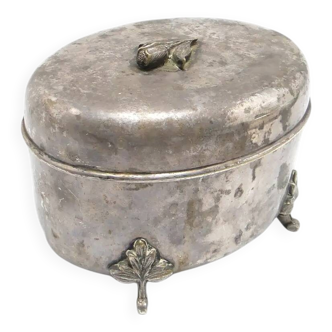 Art Deco sugar bowl, silver-plated brass, Fraget, Poland, 1920s.