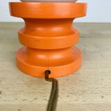 Space Age lamp in orange wood and opaline globe, 1970s