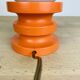 Lampe space age bois orange et globe opaline, années 70
