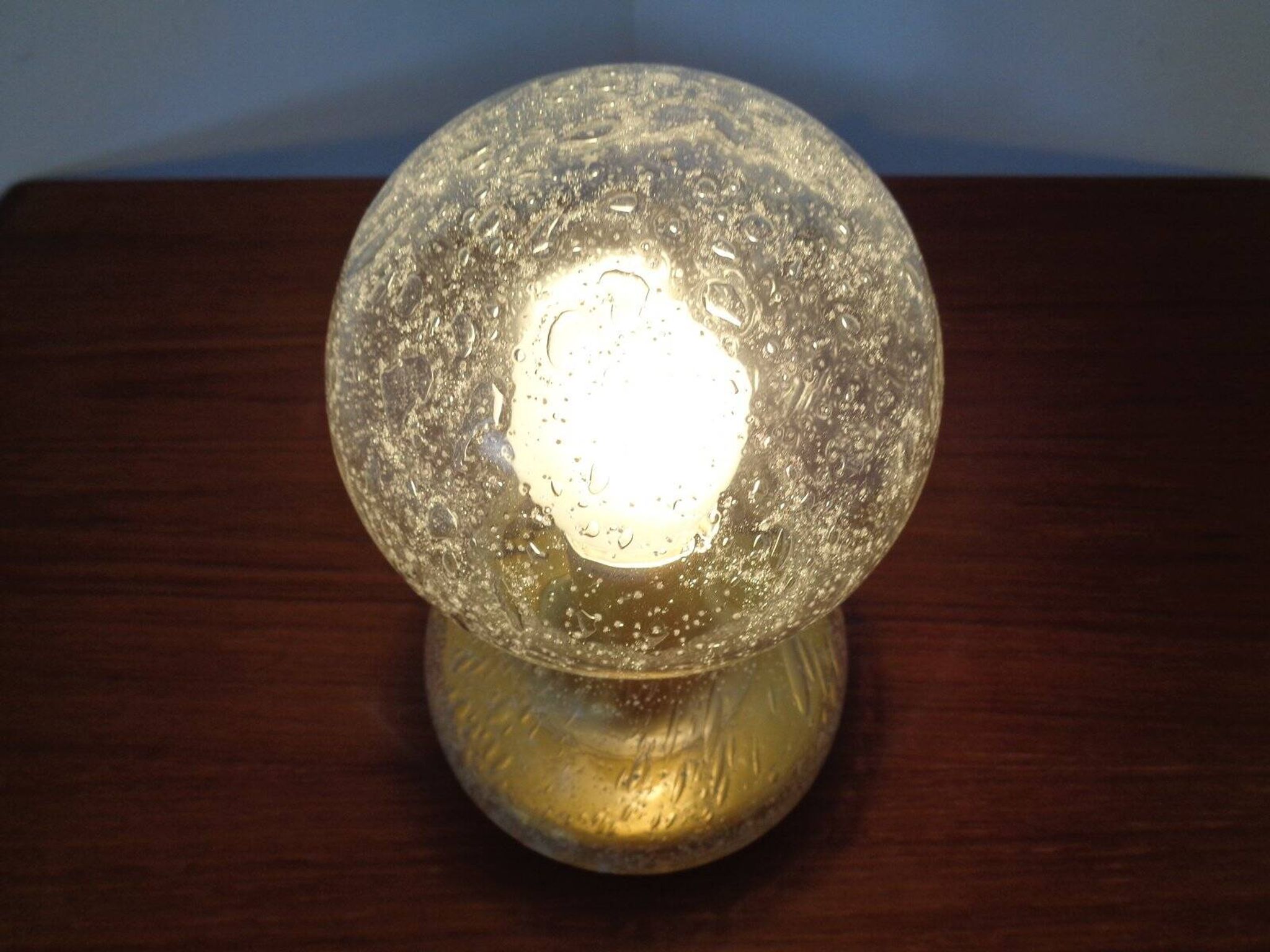 Iceglass & Brass Table Lamp from Doria Leuchten, 1960s