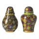 Salière et poivrière en laiton et émail cloisonné vintage