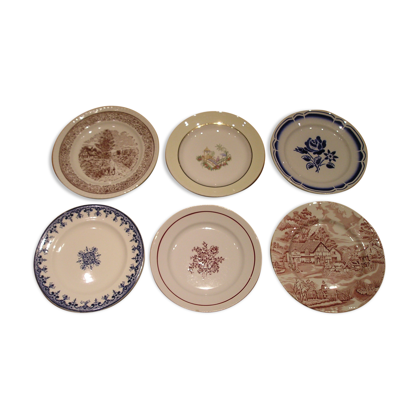 Set of 6 different flat plates