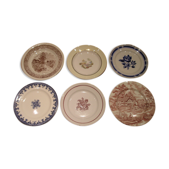 Set de 6 assiettes plates différentes