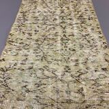 Distressed Turkish Narrow Runner 267x63 cm wool Vintage rug, Overdyed Yellow