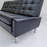 3-seater sofa, vintage, chrome, black leather, Denmark, 1960s