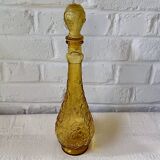 Large fruit motif genie CARAFE, vintage yellow