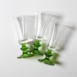 Ensemble de 3 verres à pieds vert, Italie années 1960
