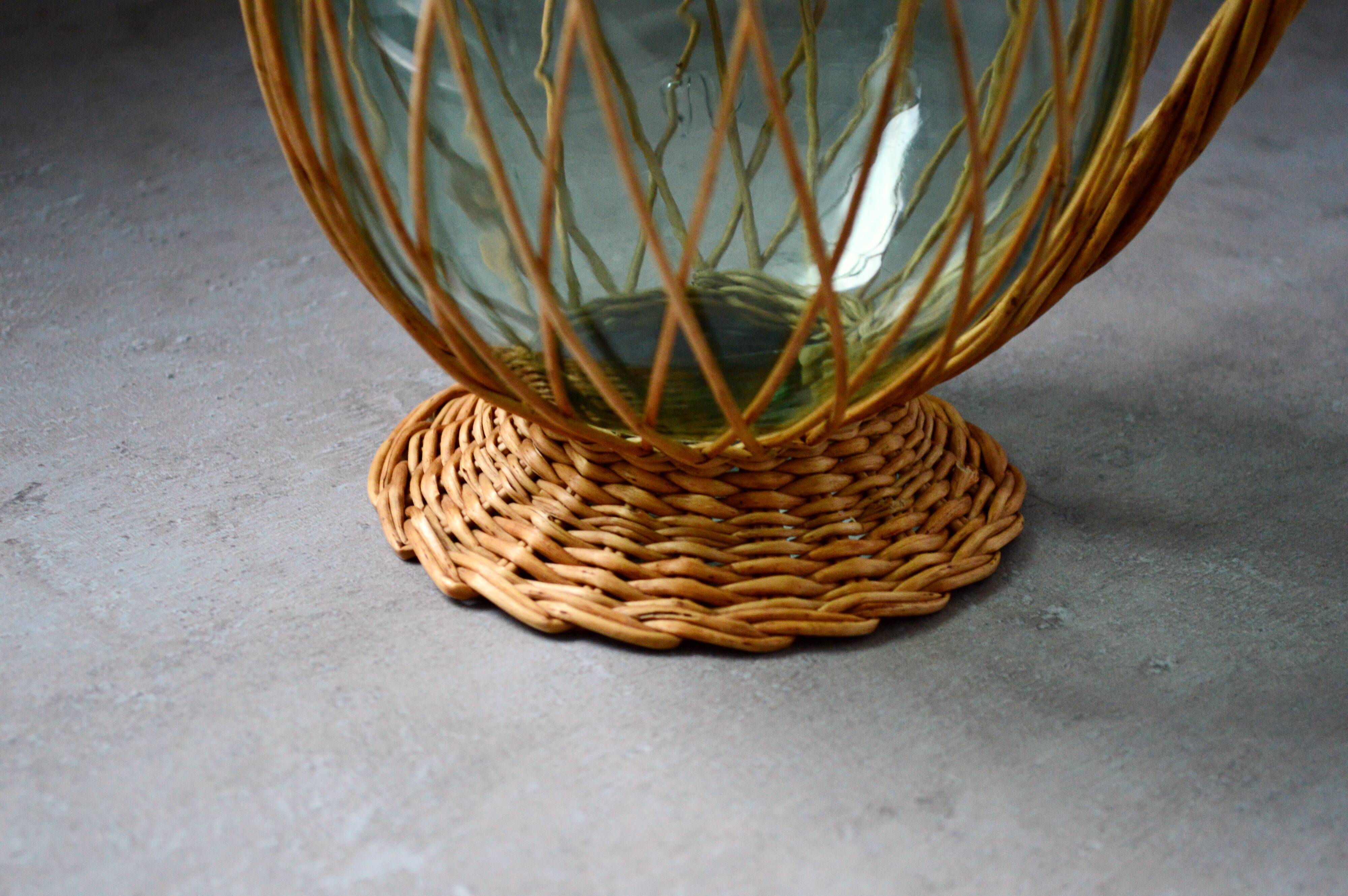 Vintage glass and rattan bottle