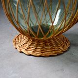 Vintage glass and rattan bottle