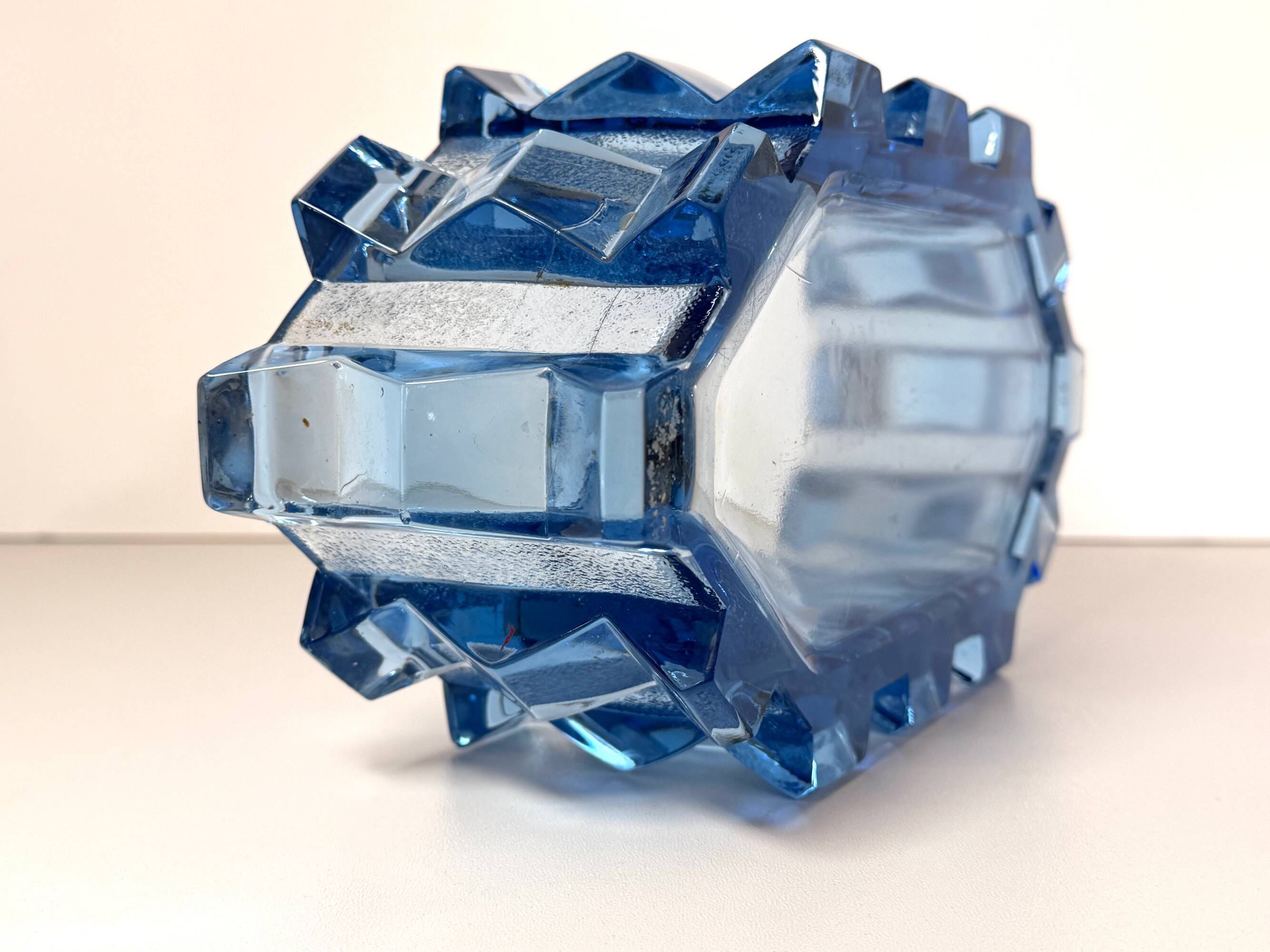 Bol en verre bleu Art Déco / pièce maîtresse par Rudolf Schrötter - Inwald, Pologne