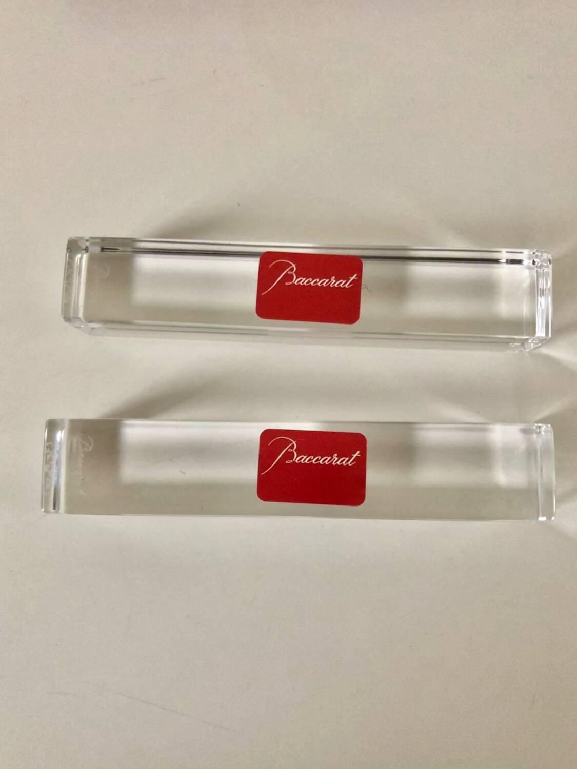 Paire de repose-couteaux en cristal de Baccarat, avec boîte d'origine