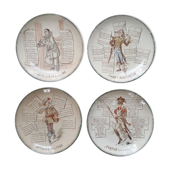 Lot de 4 assiettes parlantes chansons enfantines Terre de Fer HB et Cie