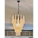Venetian Murano Glass "Shell" Chandelier in Black Nickel, Mid-Century
