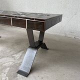 Table basse faïence et fer forgé mid century