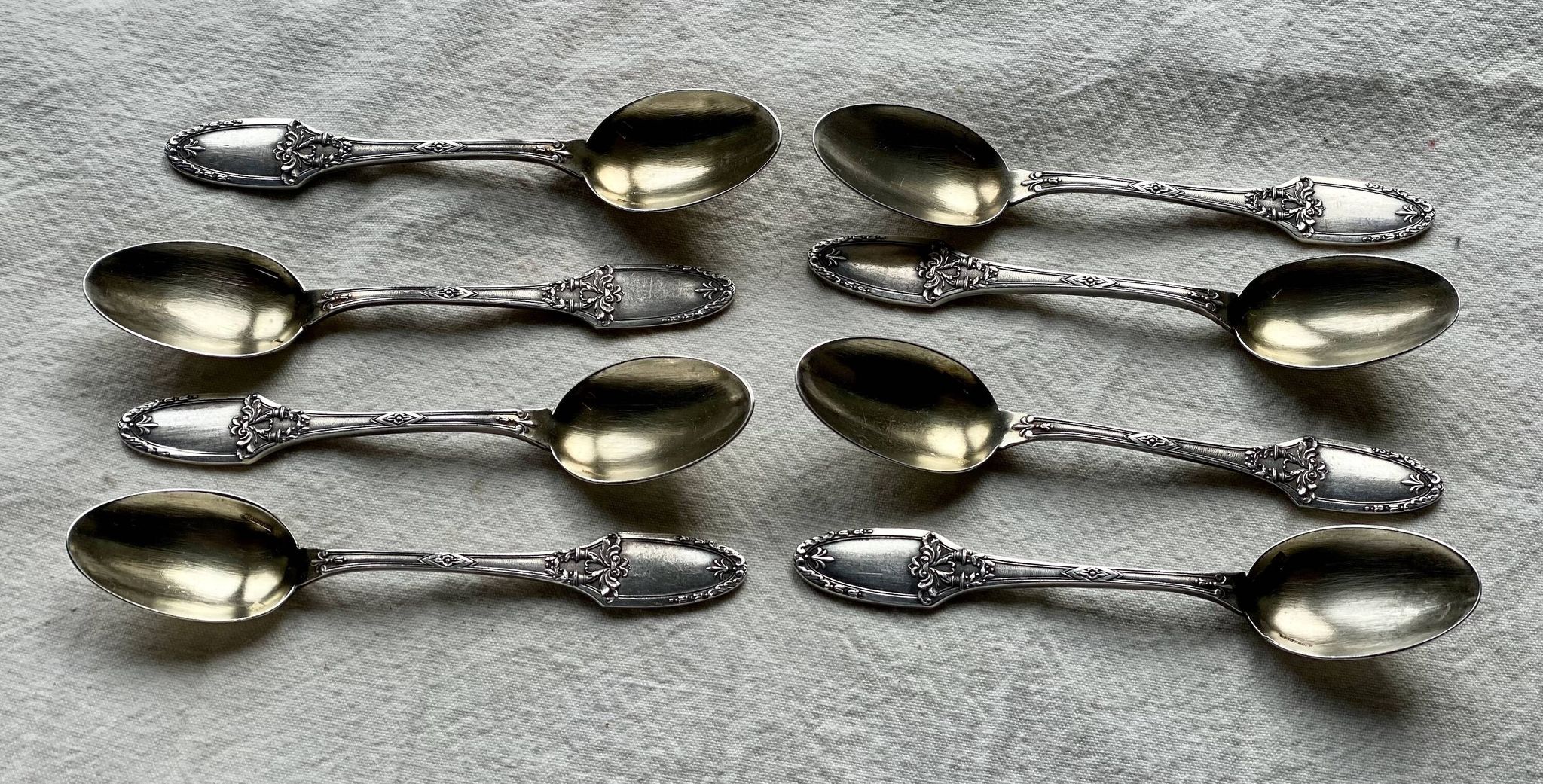 Service of 8 silver-plated metal moka spoons Boulenger