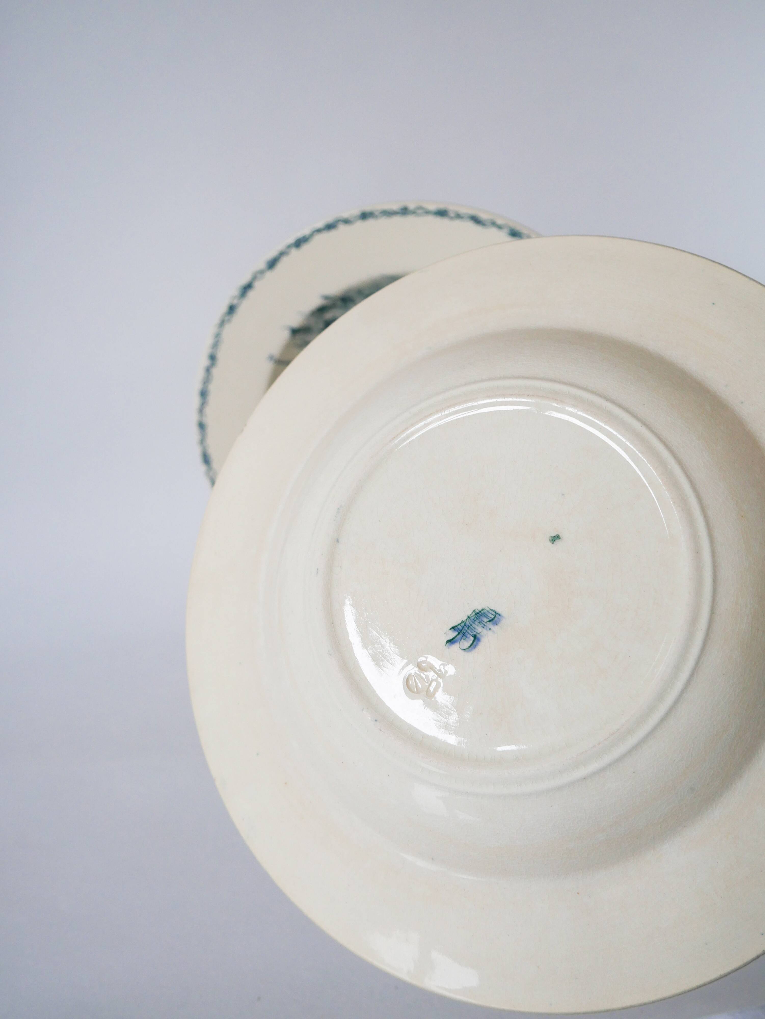 Set of 3 mismatched Iron Earth soup plates L&G Buffon model 19th century