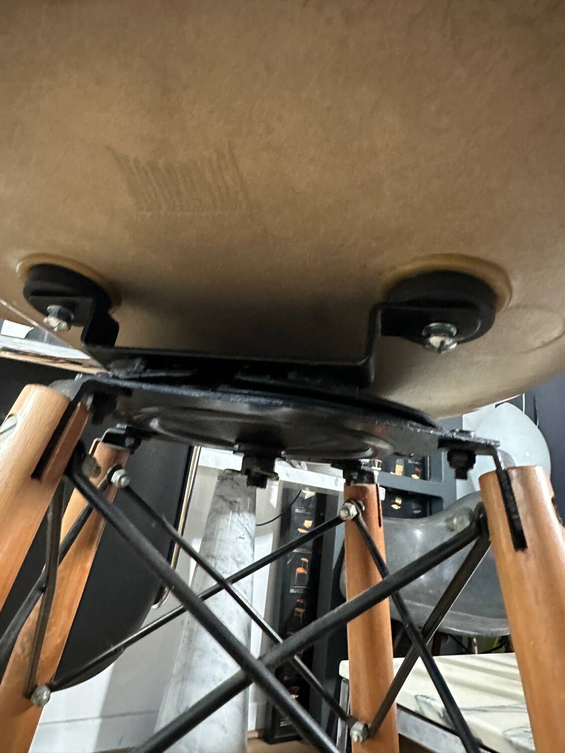 Pair of Eames fiber high stools for Modernica US