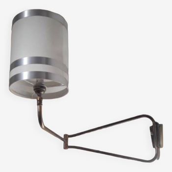 Articulated reading light bracket wall lamp, 70s shade
