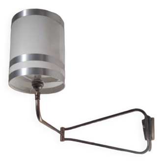 Articulated reading light bracket wall lamp, 70s shade