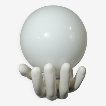 Wall light in ceramic/opaline ball/white/vintage