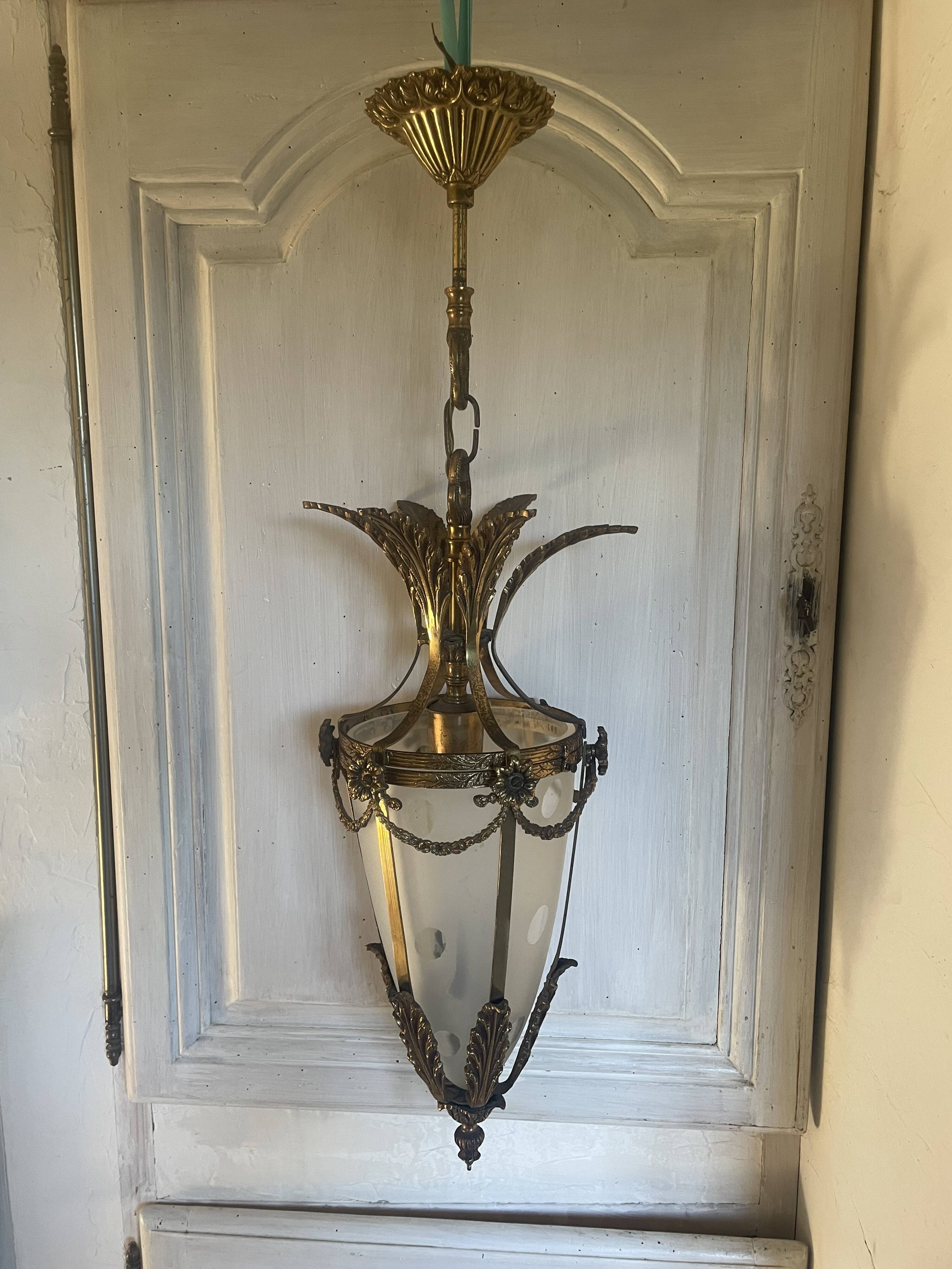 Bronze and polished glass suspension circa 1900