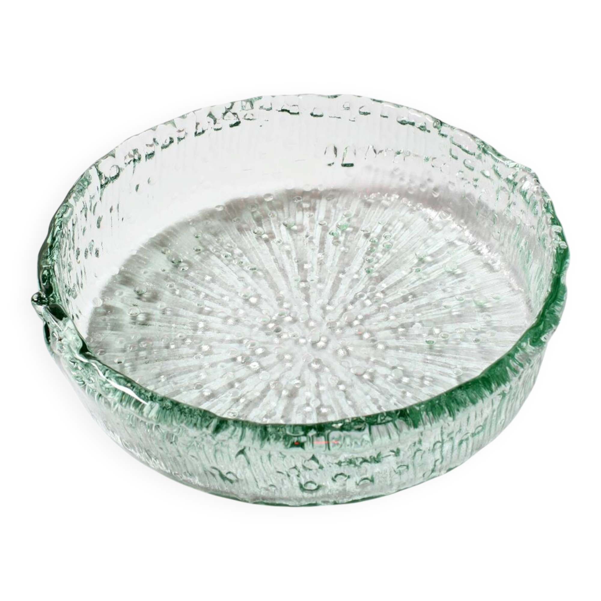 Centre de table en verre recyclé vert de Géorgie, Italie années 1970