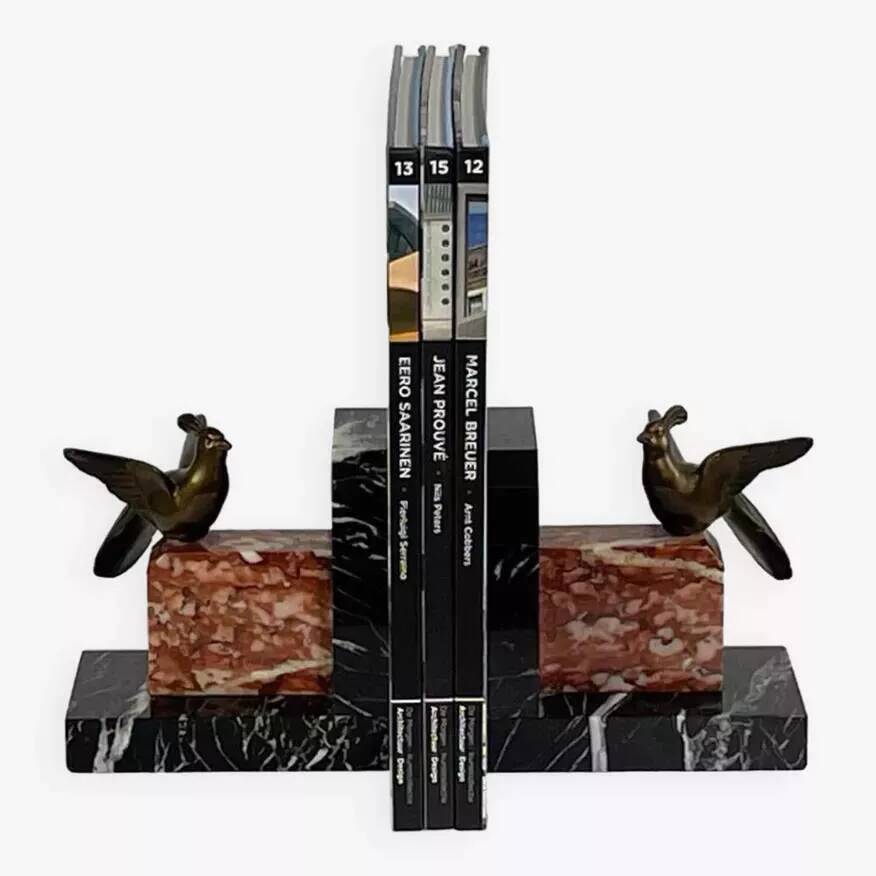 Vintage marble and brass bookend